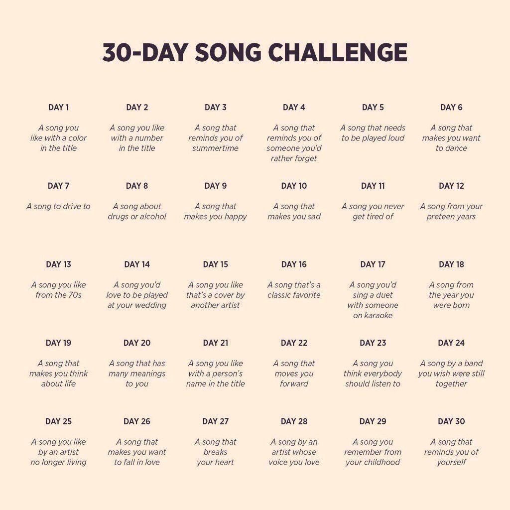 30-day Song Challenge… starting tomorrow